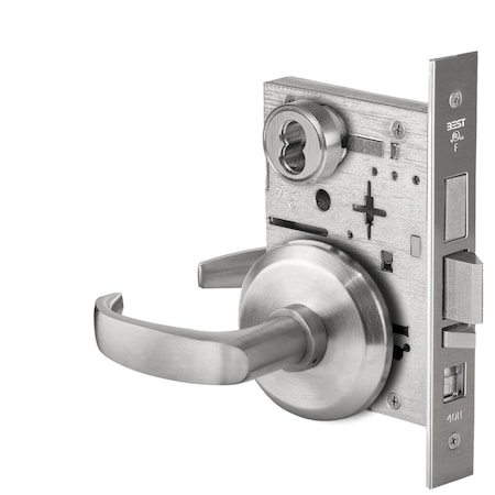 Best Grade 1 Office Mortise Lock, 14 Lever, S Rose, SFIC Housing Less Core, Satin Chrome Finish 45H7AB14S626